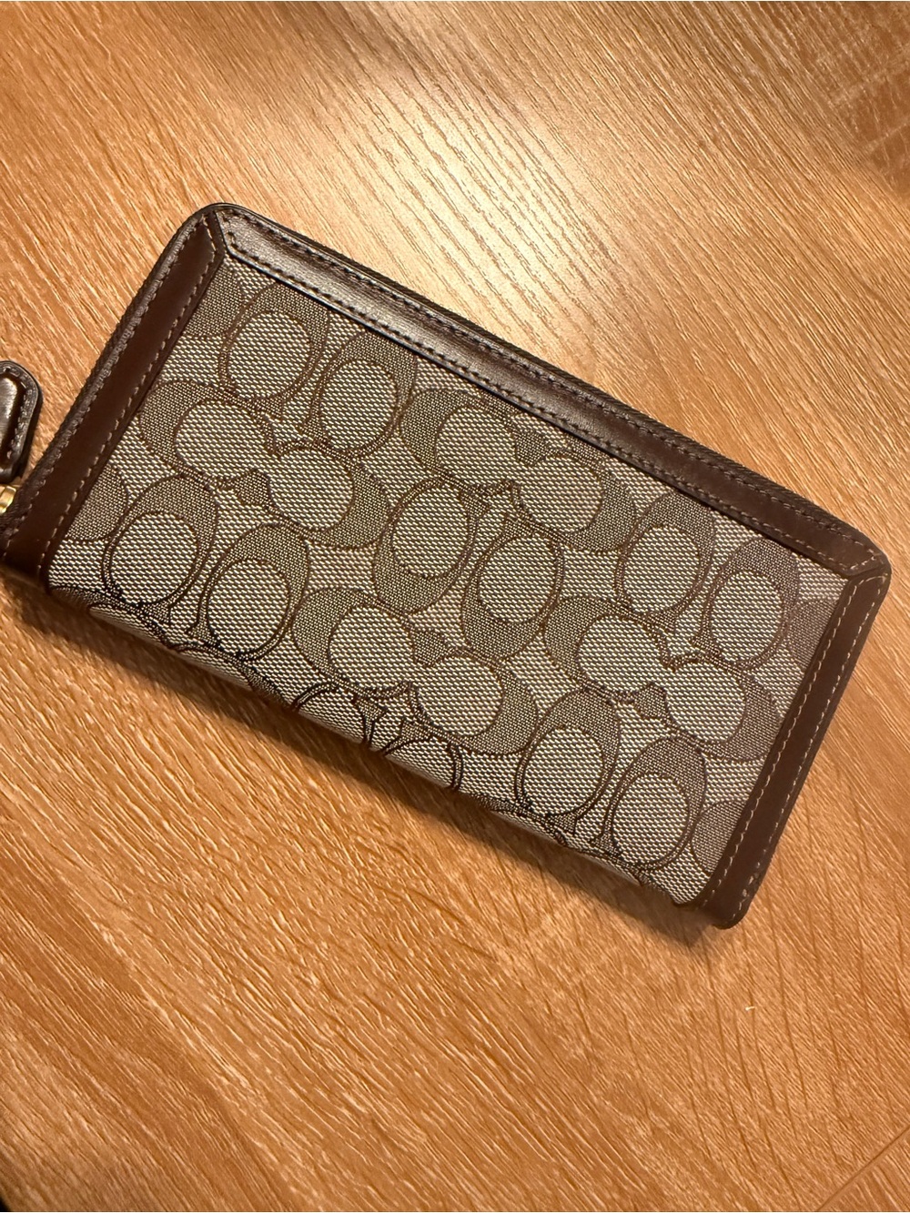 Coach Signature Canvas Wallet in Brown and Tan